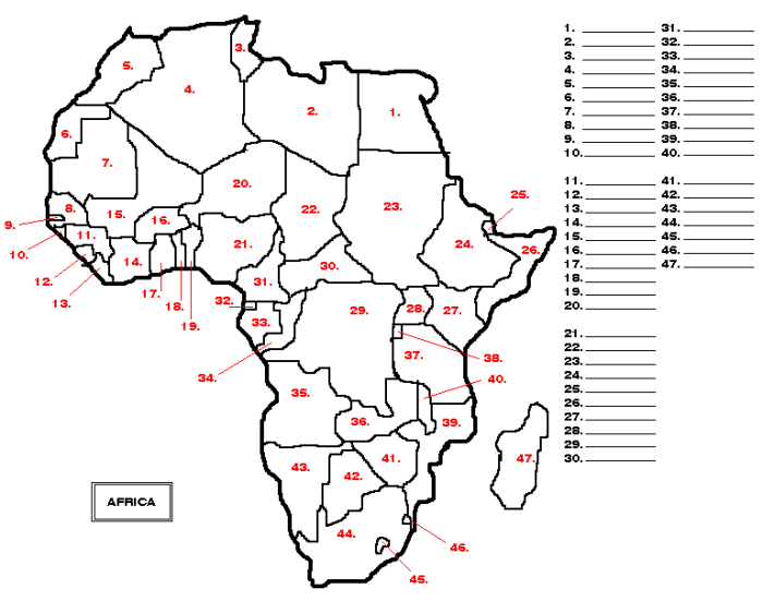 Africa in 1914 map worksheet answers