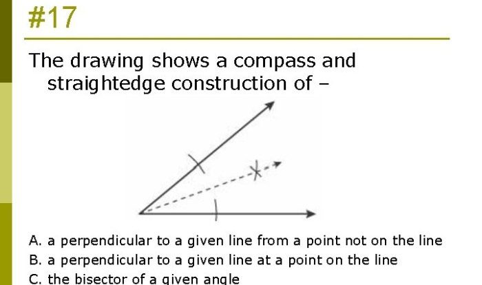 The drawing shows a compass and straightedge construction of